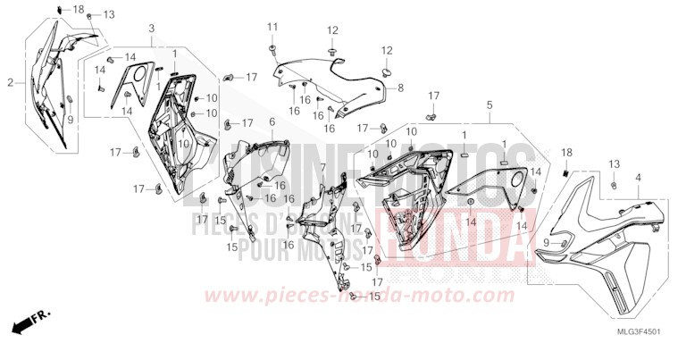 MITTLERER WINDLAUF (CRF1100A2/A4/AL2/AL4/D2/D4/DL2/DL4) von Africa Twin DCT PEARL GLARE WHITE (NHB53H) von 2022